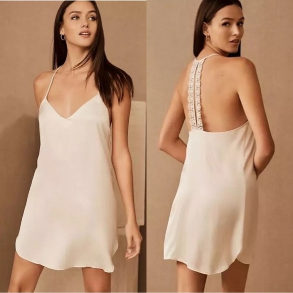 BHLDN | Annet Ivory Chemise Slip Dress Racerback Macreme Wedding Bridal XS - Picture 1 of 12
